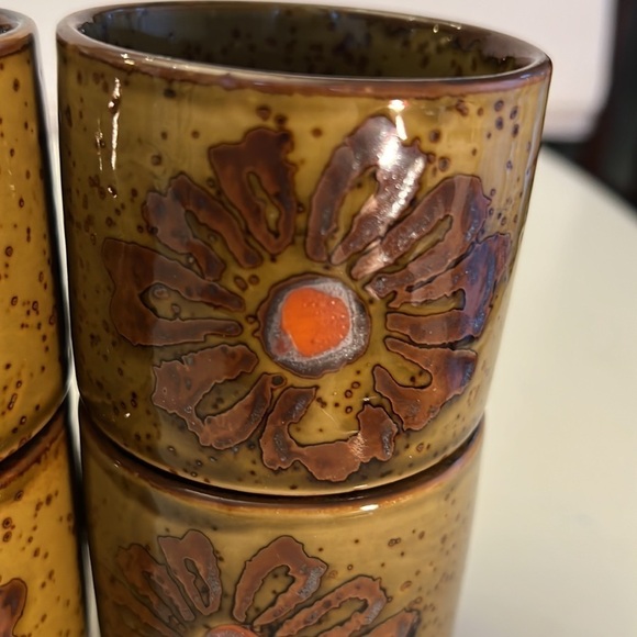Set of 4 Vintage Otagiri Teacups Ceramic Speckled Flower - Picture 8 of 8